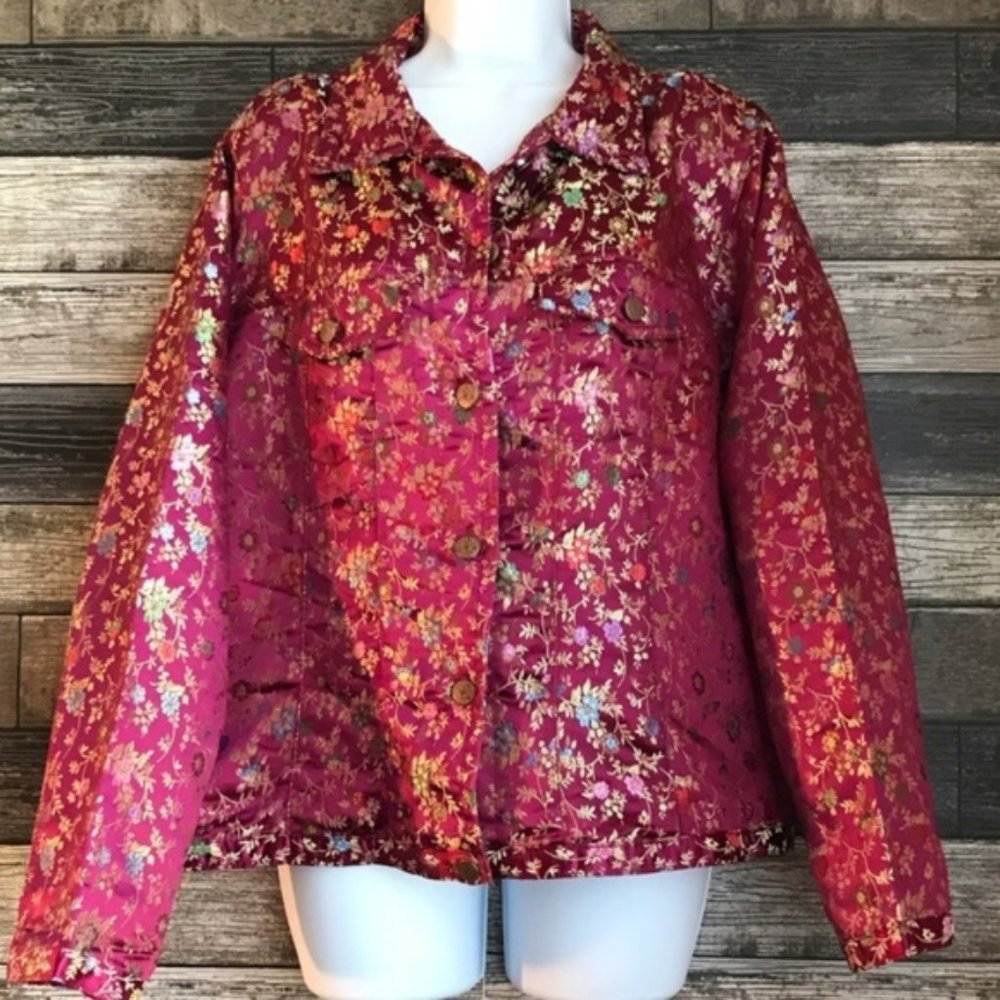 Bill Blass Vintage Satin Floral Jacket (1990's)